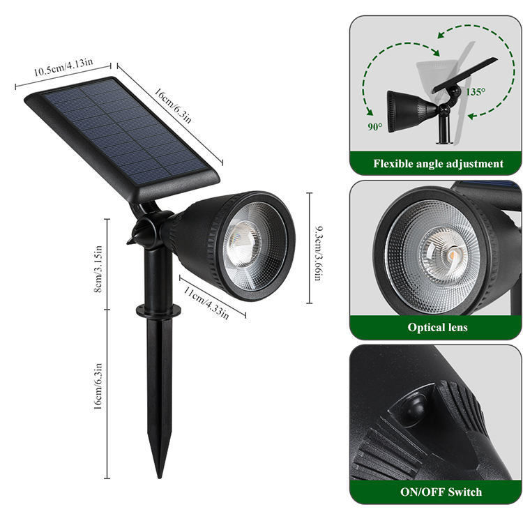 Waterproof Led Lawn Spike Solar Spot Light For Garden Wireless Outdoor Yard Landscape
