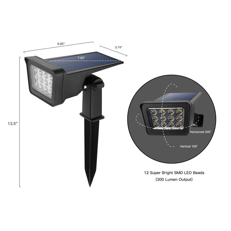 IP65 Waterproof Outdoor LED Landscape Adjustable Solar Powered lighting Spotlights for Garden