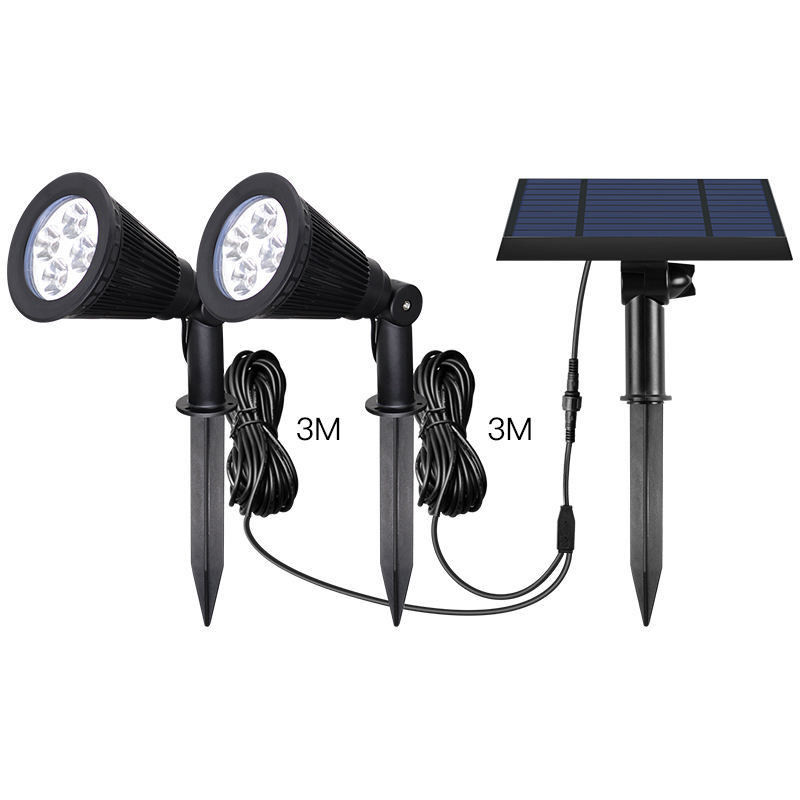 Outdoor Landscapes ABS Double Head Solar Power Garden Light with 2- and Wire Security