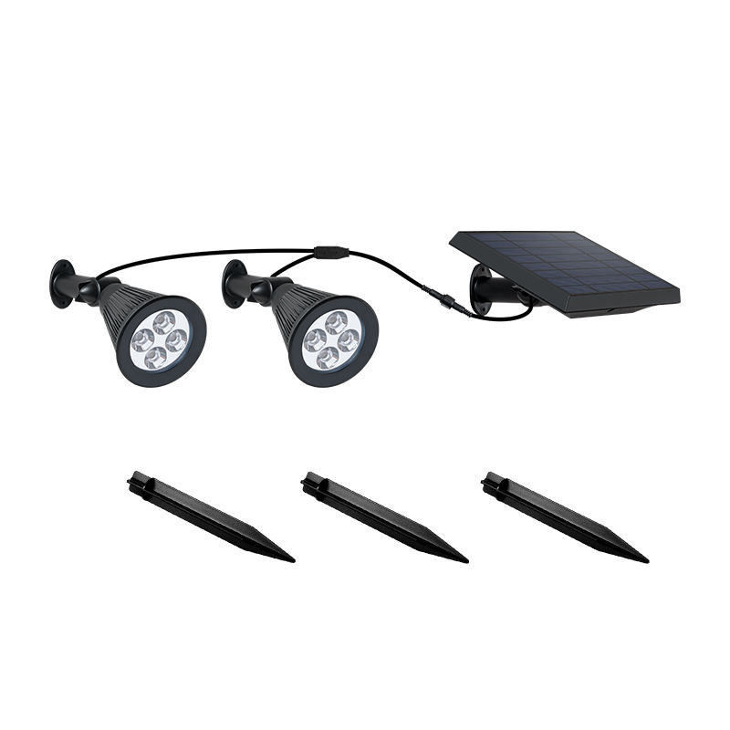 Outdoor Landscapes ABS Double Head Solar Power Garden Light with 2- and Wire Security