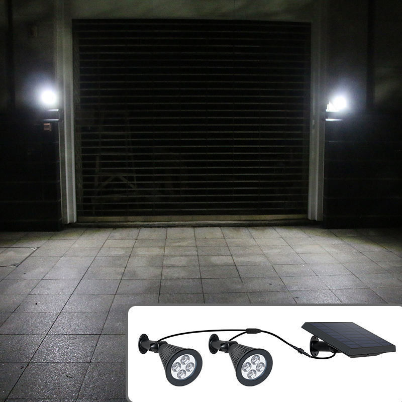 Outdoor Landscapes ABS Double Head Solar Power Garden Light with 2- and Wire Security
