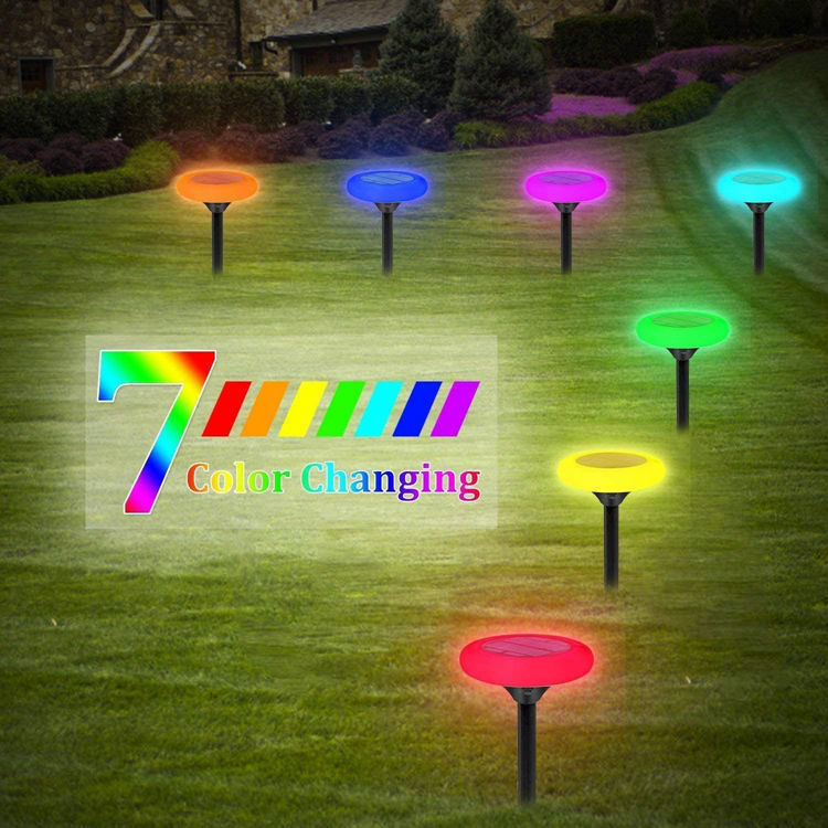 Solar Lights Outdoor 7 Color Changing Solar Pathway Lights for Garden Landscape Lighting