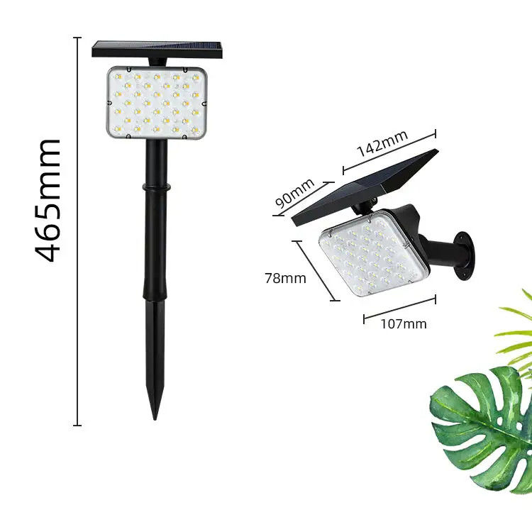 IP65 Rated Solar Powered 64 Led Garden Lawn Light Outdoor Landscape Stage Lighting 2-In-1 Wireless Wall Lights