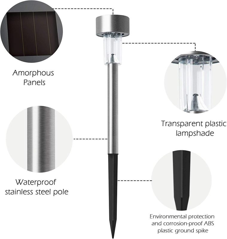 Direct Solar LED Landscape Lights for Outdoor Pathway Stainless Steel Garden Lighting