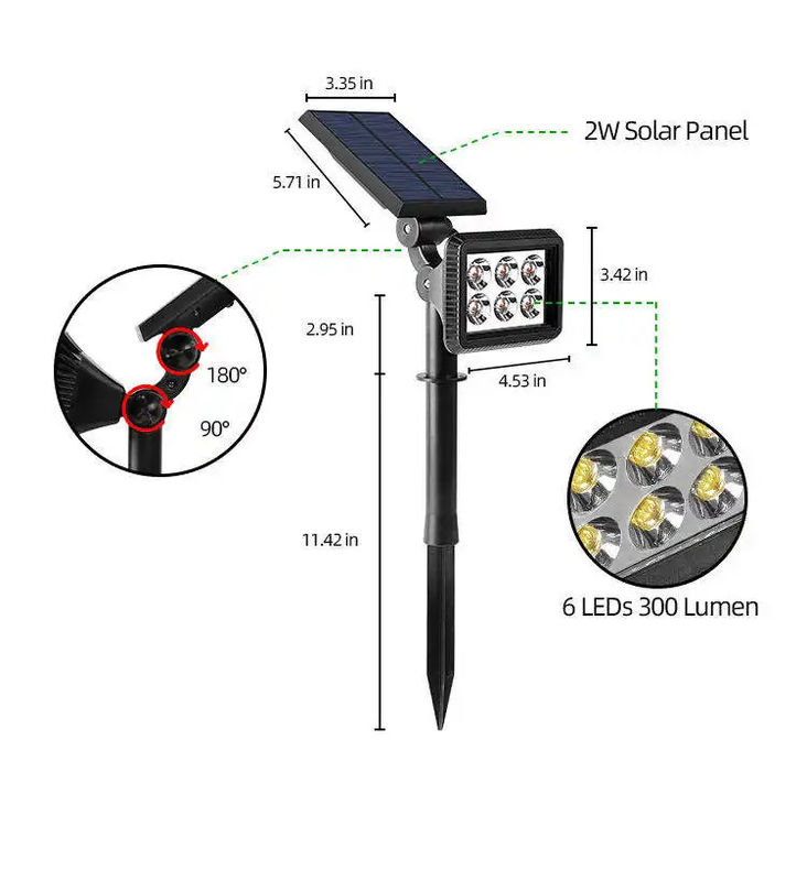 Family Pathway Spotlight Tree Solar Lawn Garden Spot Light with and 3.7V Input Voltage