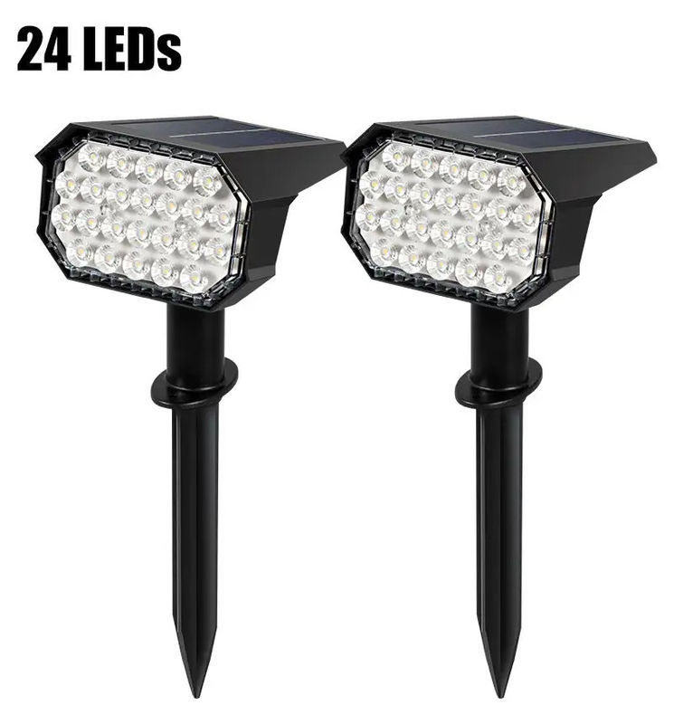 24 Leds Solar Led Street Light Lamp for Pathway Courtyard Landscape Lawn Spike Wall