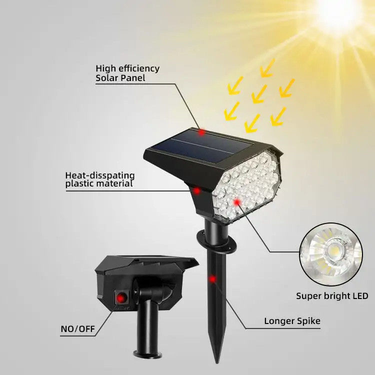 24 Leds Solar Led Street Light Lamp for Pathway Courtyard Landscape Lawn Spike Wall