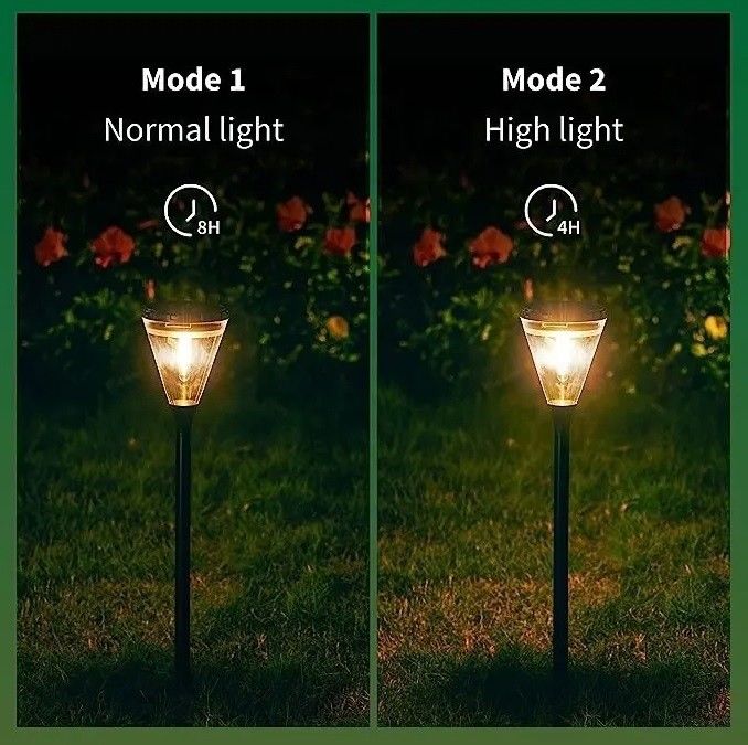 80 Ra Color Rendering Index Outdoor Solar Powered Warm White 2 Modes LED Garden Pathway Lawn Lights
