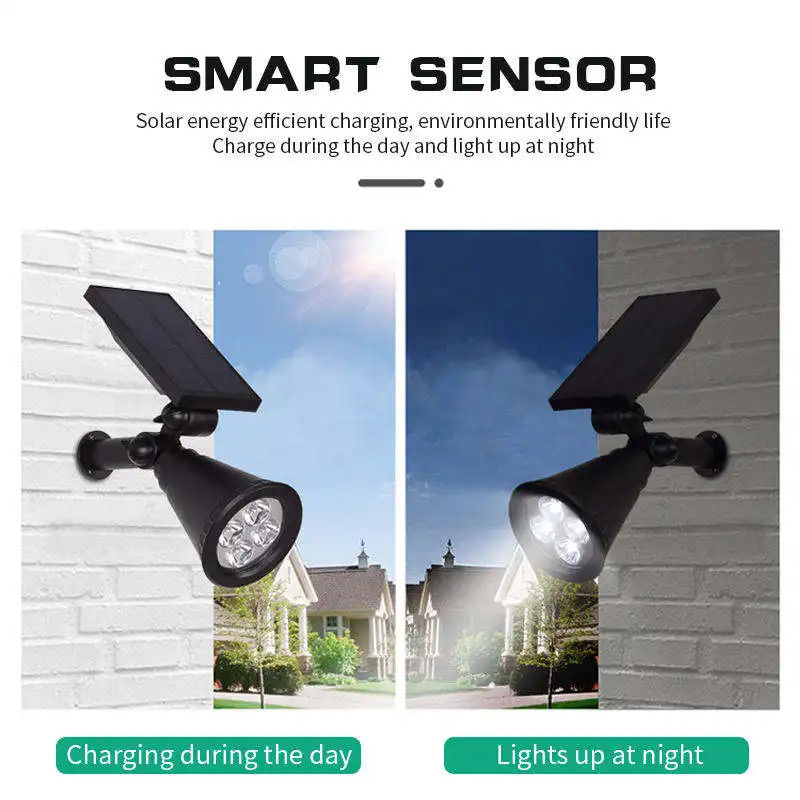 Solar Power Supply 4 Led Spotlight Ip65 Waterproof Solar Spot Light for Outdoor Garden