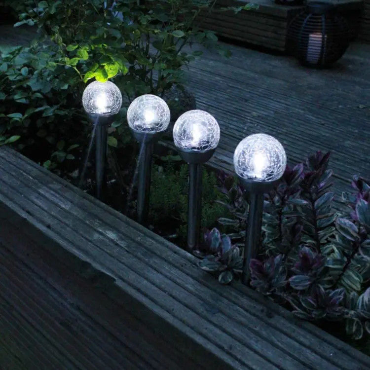Waterproof Solar Powered Crackle Ball Decorative Stick Light for Garden and Landscape