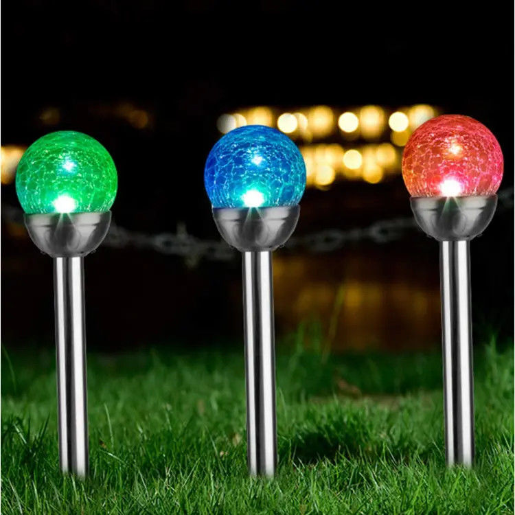 Waterproof Solar Powered Crackle Ball Decorative Stick Light for Garden and Landscape