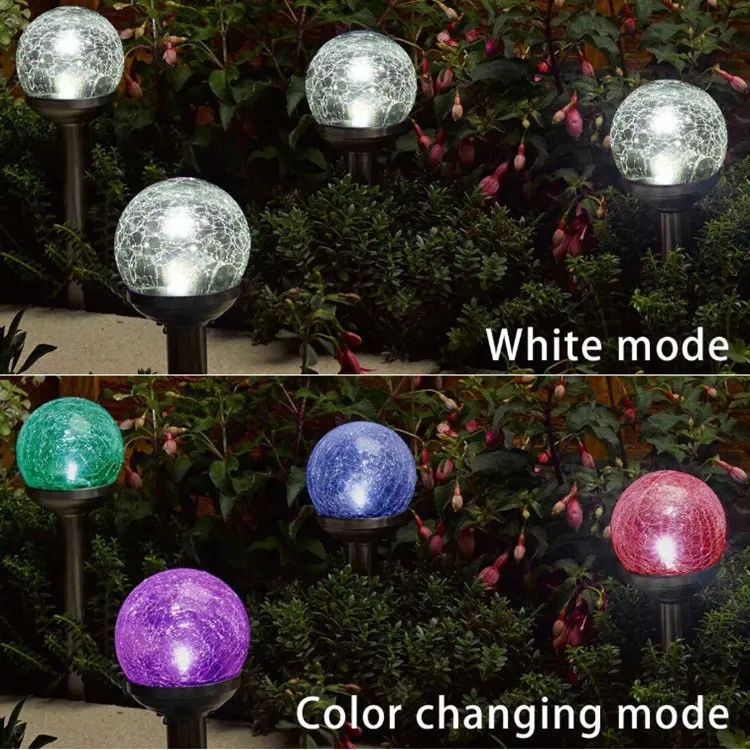 Waterproof Solar Powered Crackle Ball Decorative Stick Light for Garden and Landscape