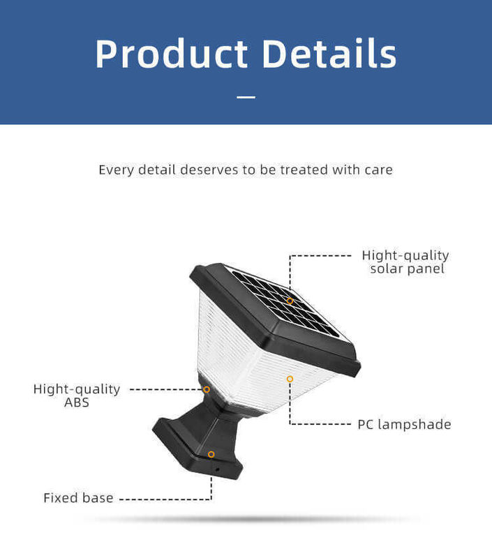 Outdoor Waterproof IP65 Post Lighting Garden Spike Led Gate Solar Pillar Light with ABS