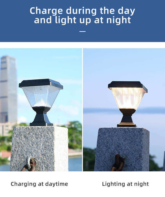 Outdoor Waterproof IP65 Post Lighting Garden Spike Led Gate Solar Pillar Light with ABS