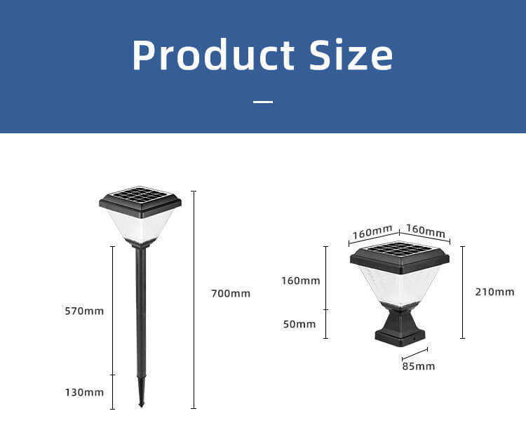 Outdoor Waterproof IP65 Post Lighting Garden Spike Led Gate Solar Pillar Light with ABS