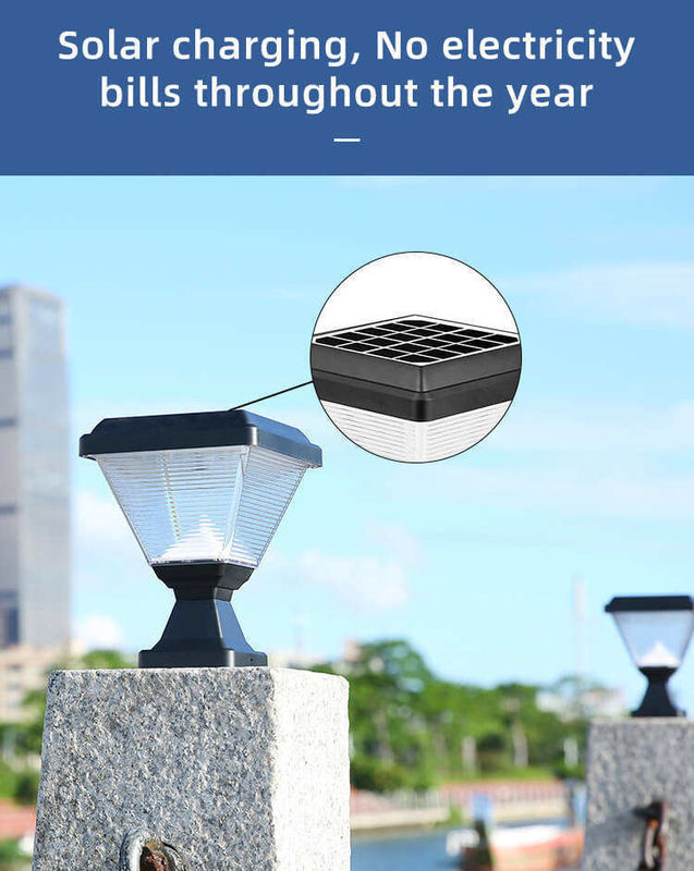 Outdoor Waterproof IP65 Post Lighting Garden Spike Led Gate Solar Pillar Light with ABS