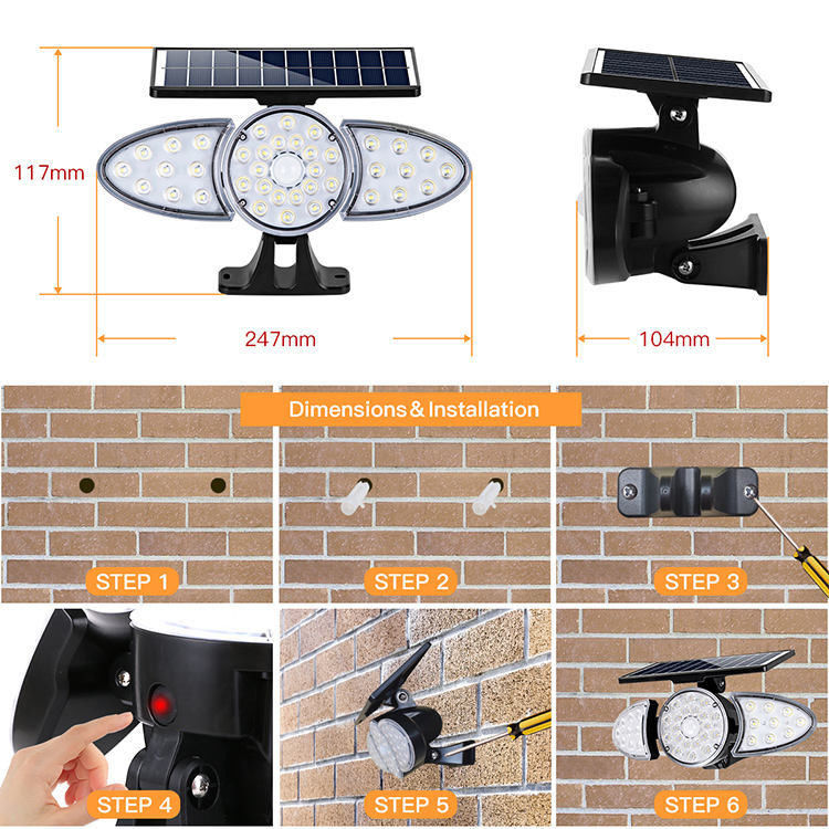 IP65 Solar Powered Motion Sensor Solar Lights Outdoor Emergency Security Garden Solar Wall Light