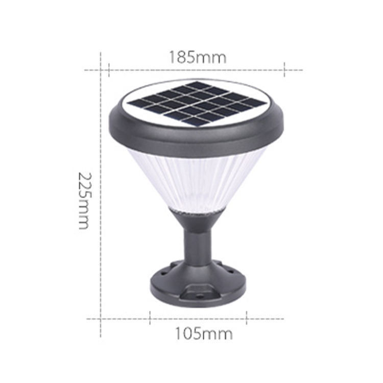 Solar Waterproof Led Post Lights Outdoor Column Headlight Pillar Fence Lamp with 2-
