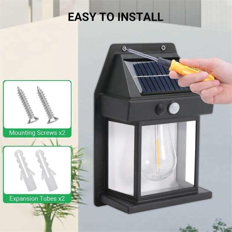 80lm/w Courtyard Garden Decoration Waterproof Solar Wall Lamp with Motion Sensor
