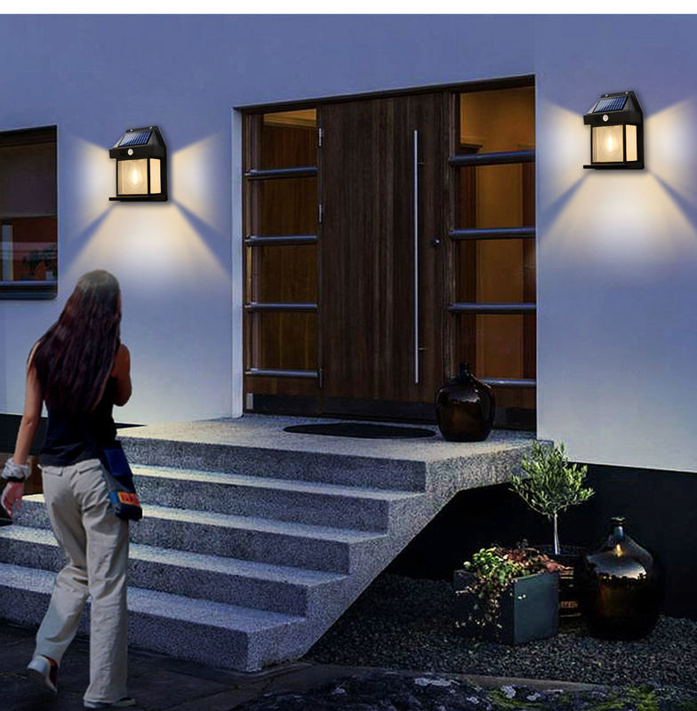 80lm/w Courtyard Garden Decoration Waterproof Solar Wall Lamp with Motion Sensor