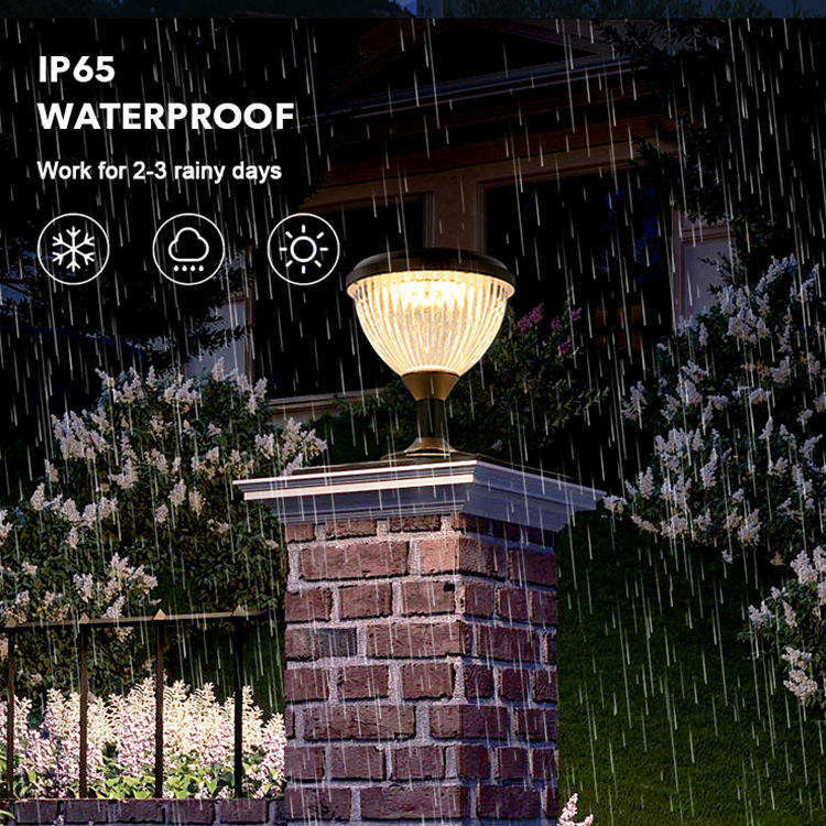 Solar Energy Column Head Lamp for Outdoors Patio Pathway Landscape Illumination Needs