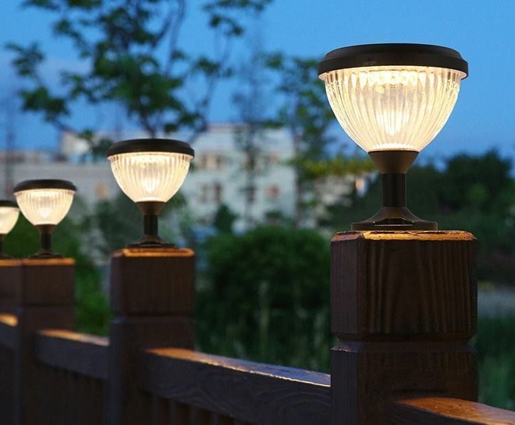 Solar Energy Column Head Lamp for Outdoors Patio Pathway Landscape Illumination Needs