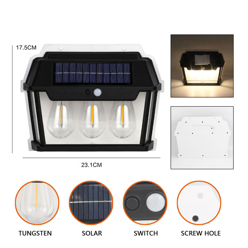 Customizable Three Light Source Solar Charging Induction Wall Bracket Light for PC ABS