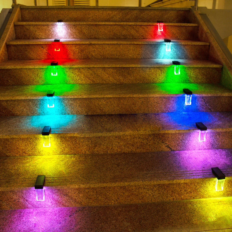 Outdoor Garden Lawn Step Wall Sconce LED Solar Decor Lights with IP65 Waterproof
