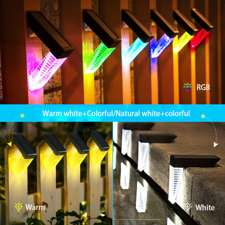 Outdoor Garden Lawn Step Wall Sconce LED Solar Decor Lights with IP65 Waterproof