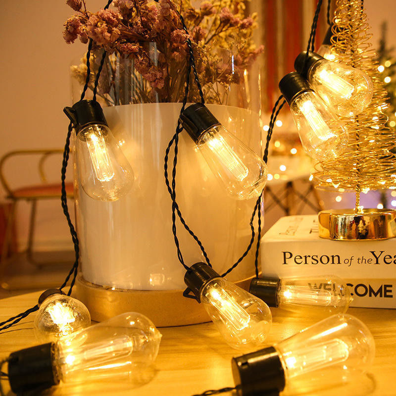 Solar LED Edison Bulb String Lights for Outdoor Christmas Decorations Patio 6lm 1-