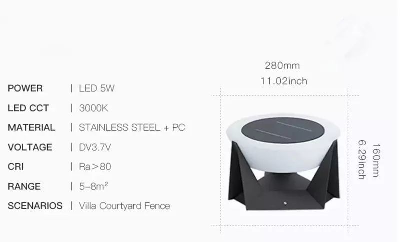 Solar Pillar Light with Support Dimmer Long Lifespan and Working Time hours of 50000