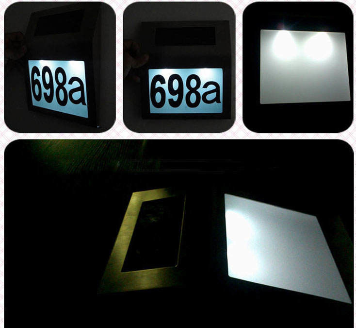High Luminous Flux Solar Number Light Address Sign Doorplate Lighting for Outdoor Wall