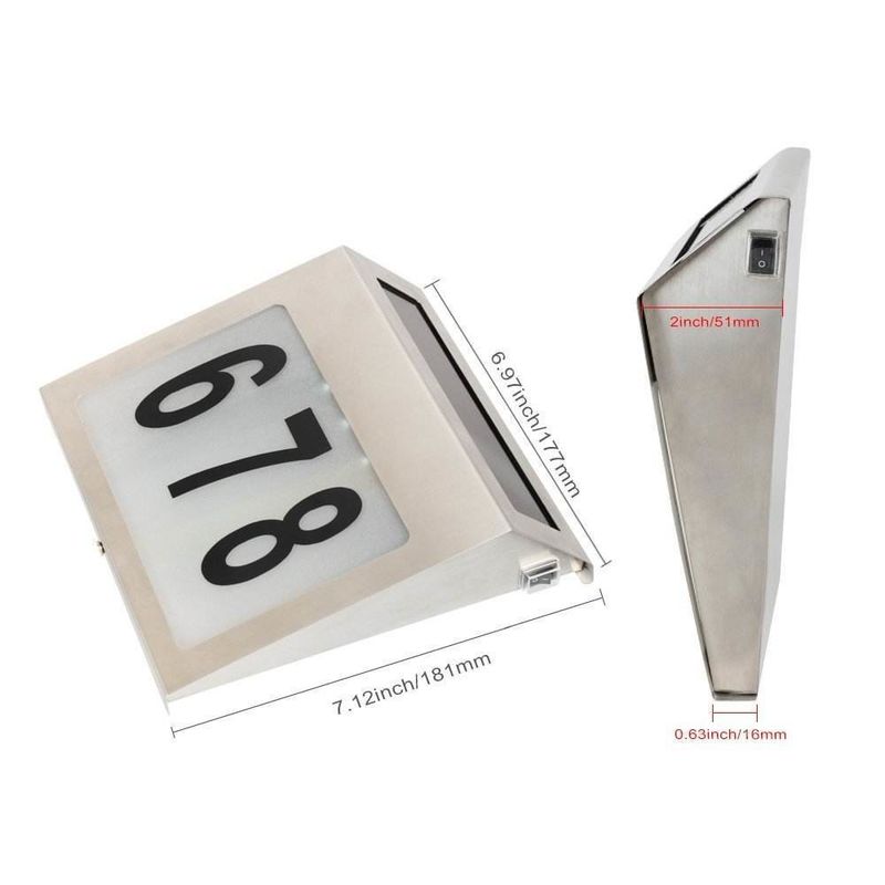 High Luminous Flux Solar Number Light Address Sign Doorplate Lighting for Outdoor Wall