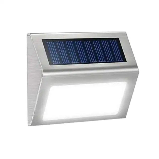 Outdoor Stainless Steel Solar Deck Light for Balcony Garden Yard Fence 3 LED Path Light