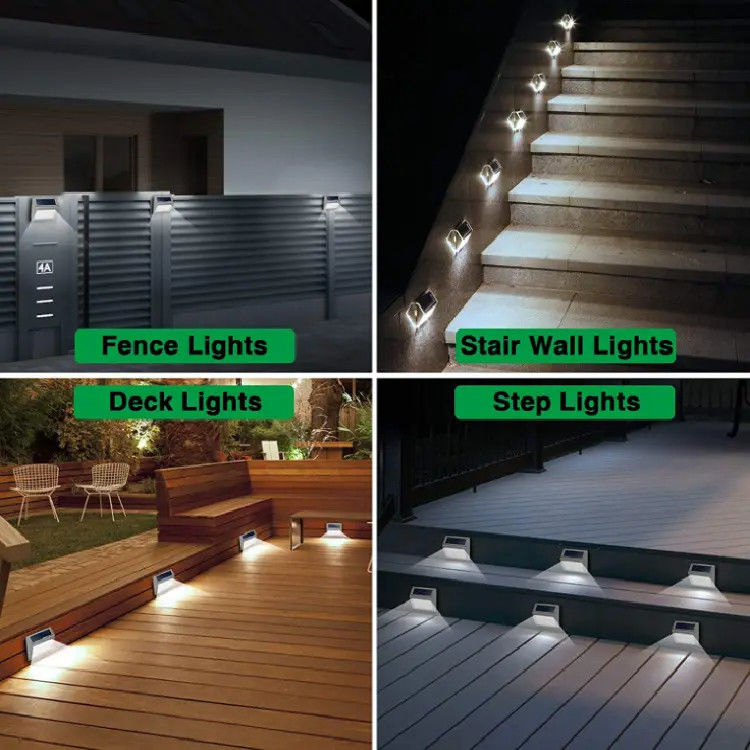 Outdoor Stainless Steel Solar Deck Light for Balcony Garden Yard Fence 3 LED Path Light