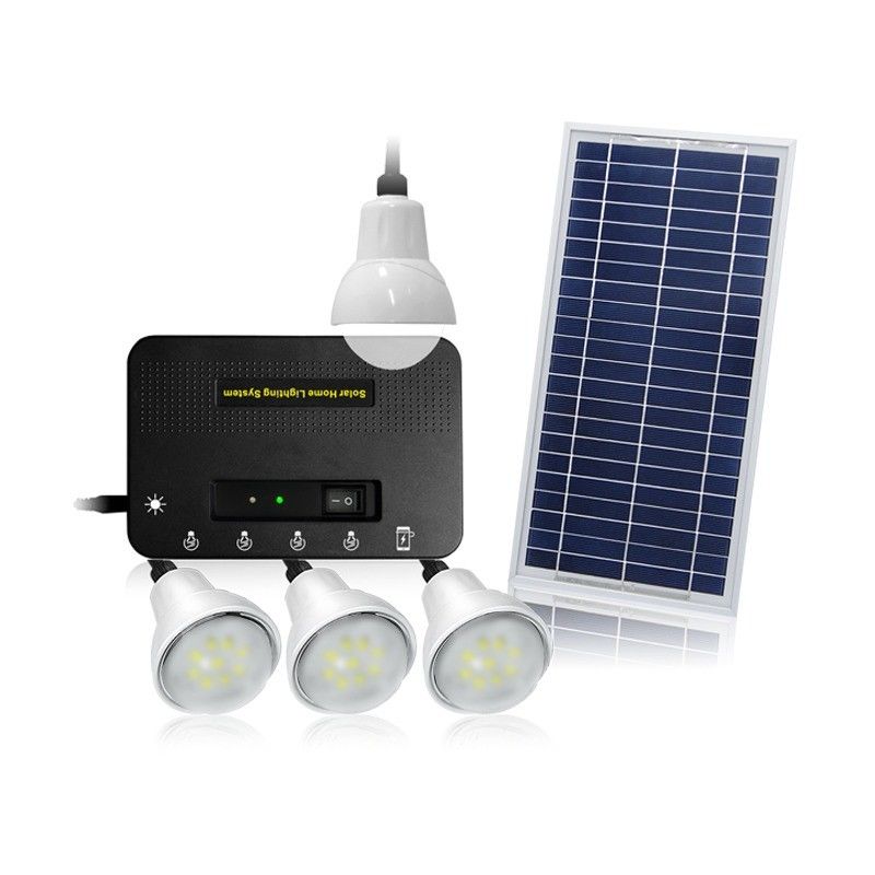 Solar Panel Size 350*460*17mm Solar Light Kits With 4pcs Led Bulbs For Grid Lighting