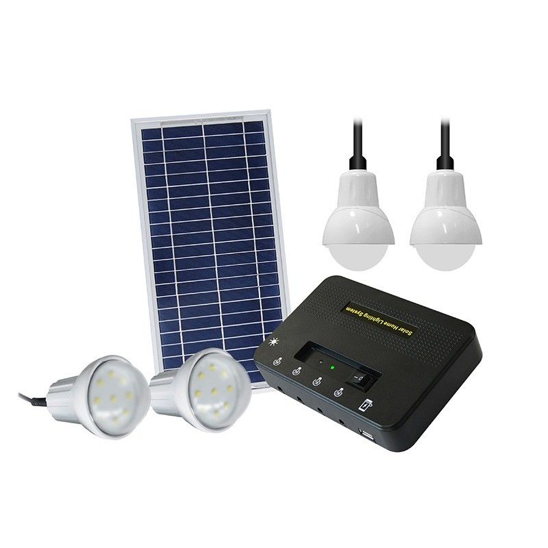 Solar Panel Size 350*460*17mm Solar Light Kits With 4pcs Led Bulbs For Grid Lighting
