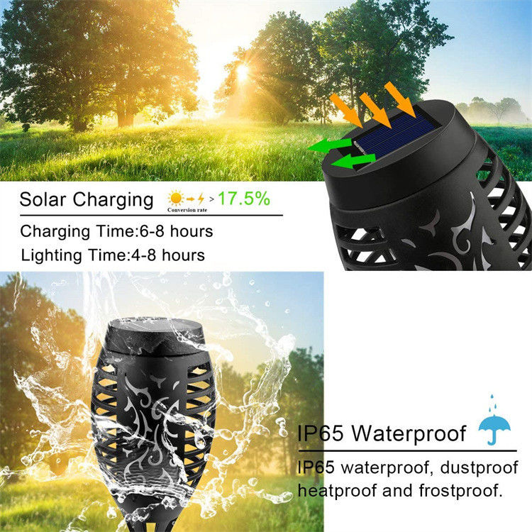 Solar Powered LED Light for Dancing Flicker Flame Landscape Yard Waterproof Outdoor