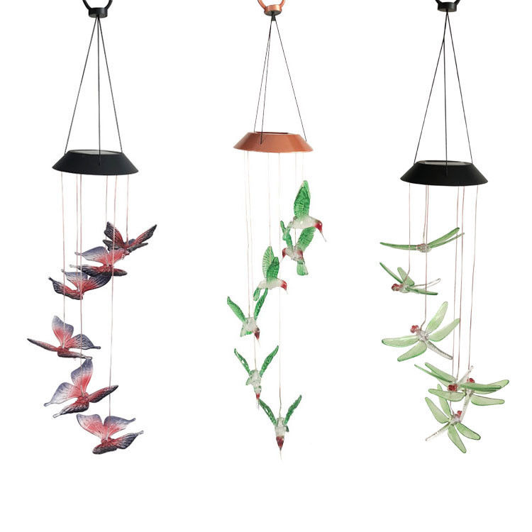 Led Indoor Hummingbird Home Decor Solar Wind Chimes Light with Customizable Options