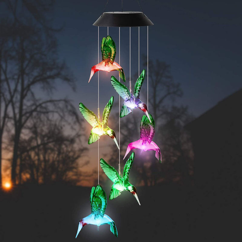Led Indoor Hummingbird Home Decor Solar Wind Chimes Light with Customizable Options