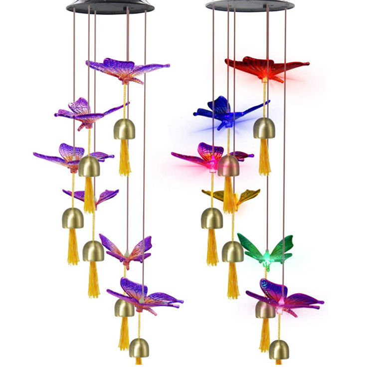 Garden Wind Bell Lamp Solar Wind Chimes Light for Customizable Indoor Butterfly Decor