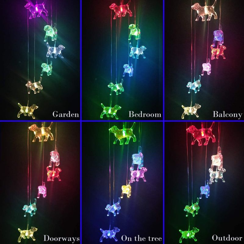 Solar Wind Chimes Light for Customizable LED Indoor Puppy Home Decor in Colorful Garden