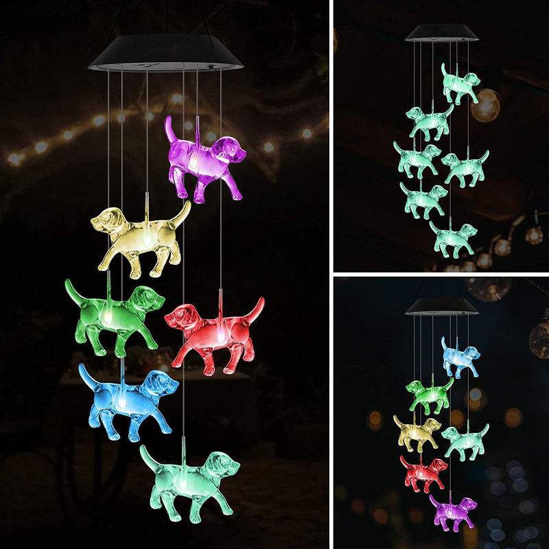 Solar Wind Chimes Light for Customizable LED Indoor Puppy Home Decor in Colorful Garden