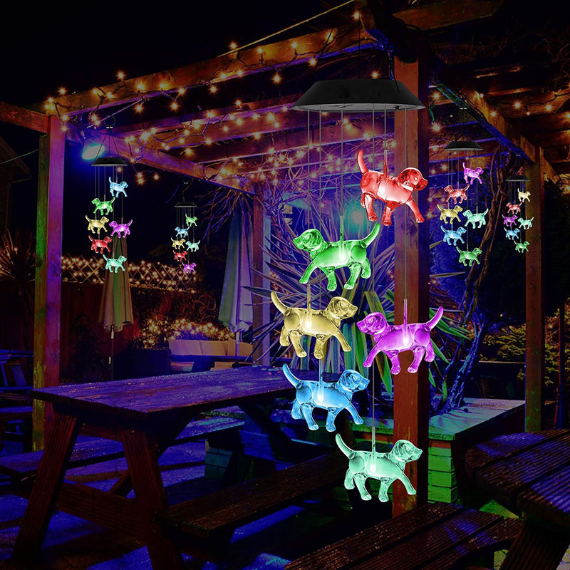 Solar Wind Chimes Light for Customizable LED Indoor Puppy Home Decor in Colorful Garden