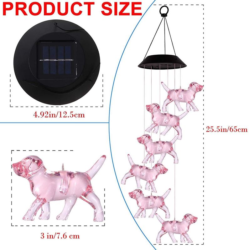 Solar Wind Chimes Light for Customizable LED Indoor Puppy Home Decor in Colorful Garden