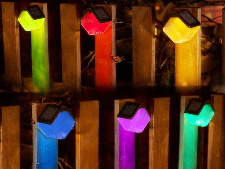 Solar Led Street Light Lamp Warm And Rgb Color Wall Lamp For Outdoor Decorative Deck