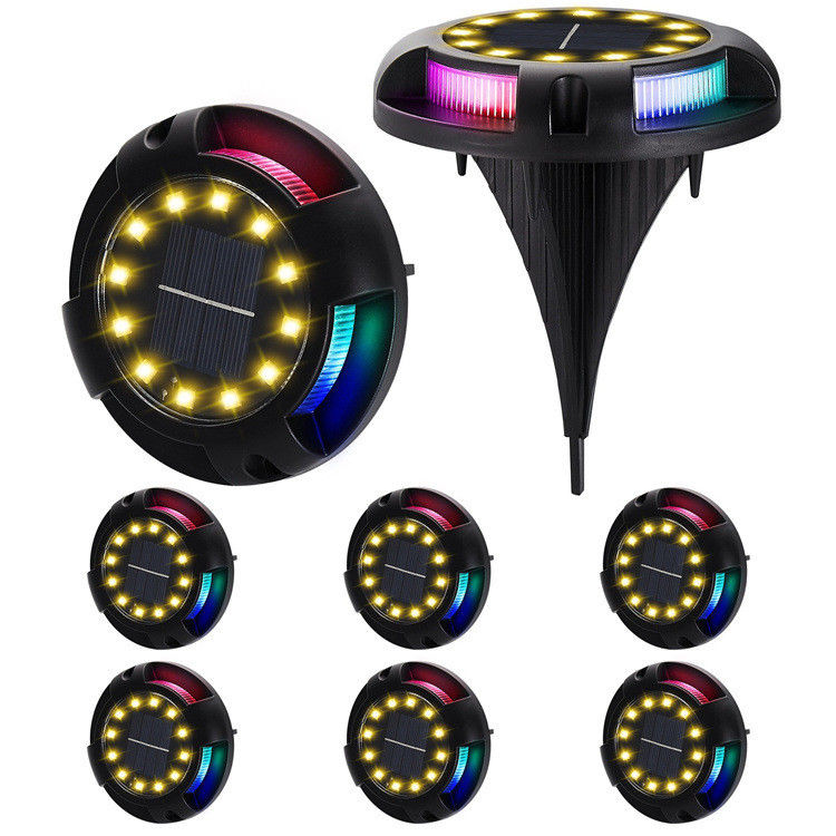 Solar Powered Disk Lights for Landscape Pathway Patio Waterproof LED Outdoor Garden