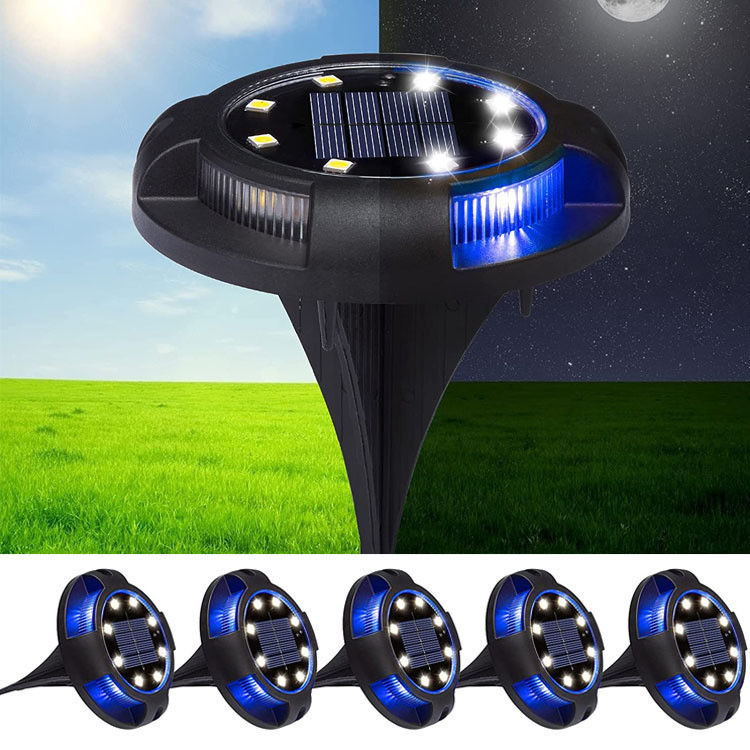 Solar Powered Disk Lights for Landscape Pathway Patio Waterproof LED Outdoor Garden