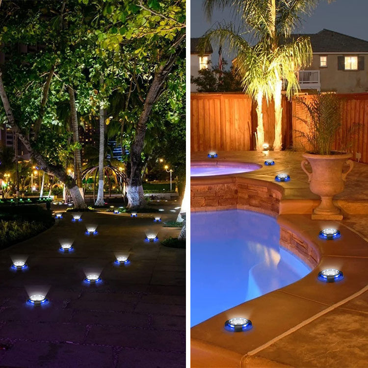 Solar Powered Disk Lights for Landscape Pathway Patio Waterproof LED Outdoor Garden