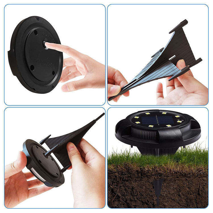 Solar Powered Disk Lights for Landscape Pathway Patio Waterproof LED Outdoor Garden